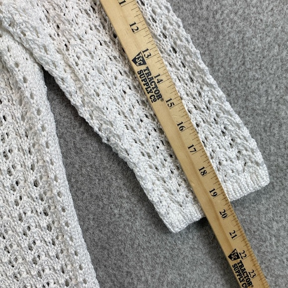 Chico’s Nancy open knit sweater crochet pearl white XL/3 travel collection - Picture 6 of 9